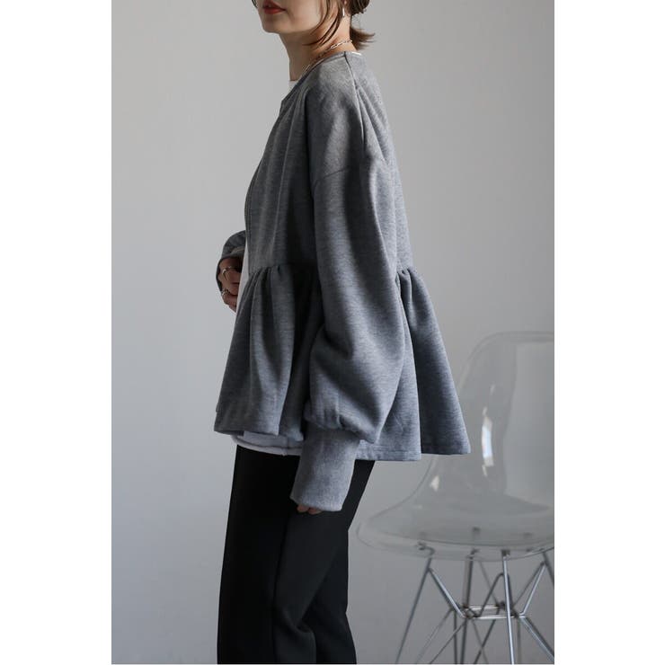 アンチピリング加工裏起毛フロントジップペプラムスウェット 88-004417 | BONJOUR SAGAN | 詳細画像1 