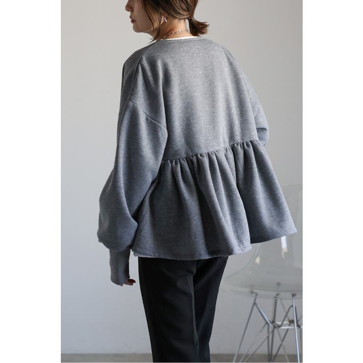 アンチピリング加工裏起毛フロントジップペプラムスウェット 88-004417 | BONJOUR SAGAN | 詳細画像2 