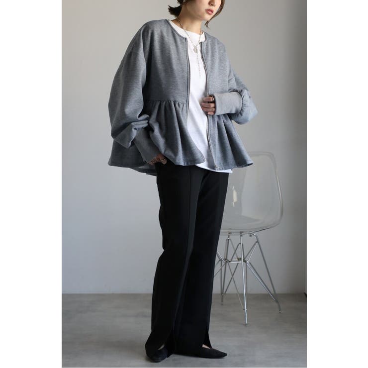 アンチピリング加工裏起毛フロントジップペプラムスウェット 88-004417 | BONJOUR SAGAN | 詳細画像4 