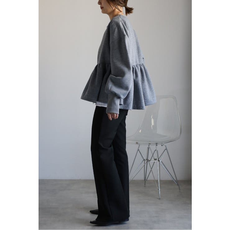 アンチピリング加工裏起毛フロントジップペプラムスウェット 88-004417 | BONJOUR SAGAN | 詳細画像5 