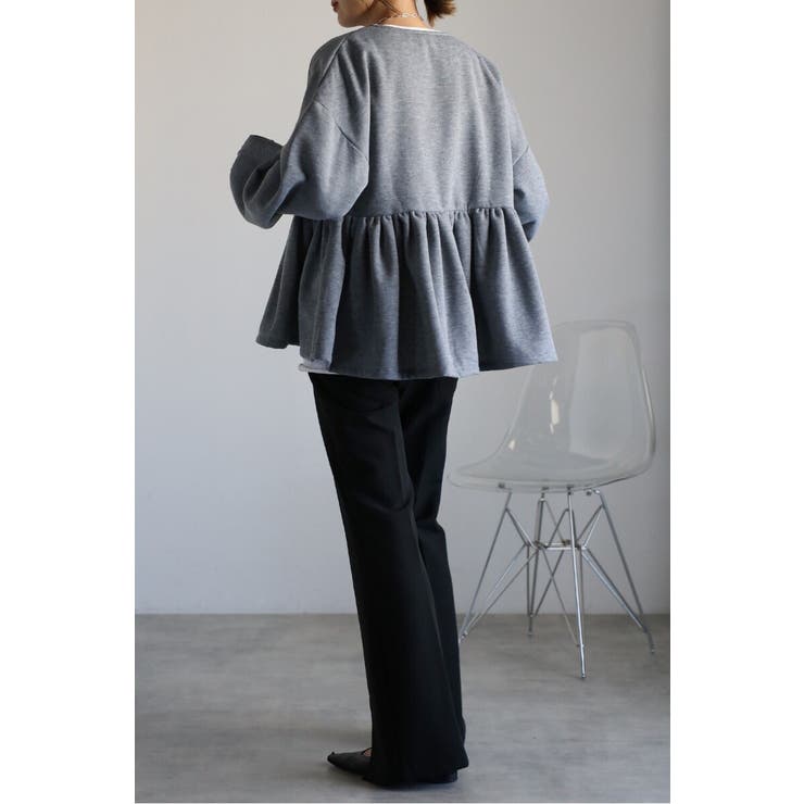 アンチピリング加工裏起毛フロントジップペプラムスウェット 88-004417 | BONJOUR SAGAN | 詳細画像6 