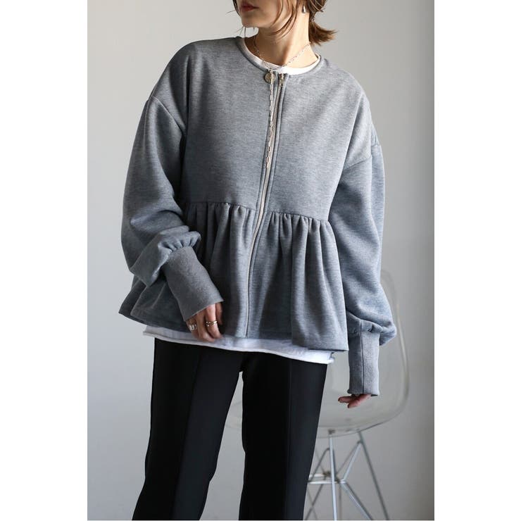 アンチピリング加工裏起毛フロントジップペプラムスウェット 88-004417 | BONJOUR SAGAN | 詳細画像7 