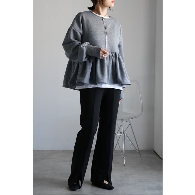 アンチピリング加工裏起毛フロントジップペプラムスウェット 88-004417 | BONJOUR SAGAN | 詳細画像10 