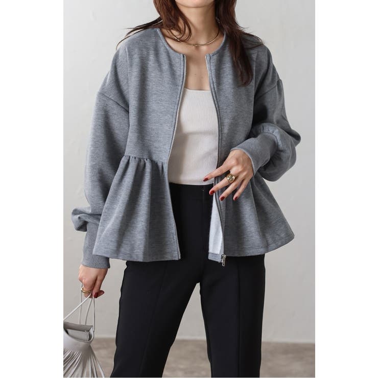 アンチピリング加工裏起毛フロントジップペプラムスウェット 88-004417 | BONJOUR SAGAN | 詳細画像11 