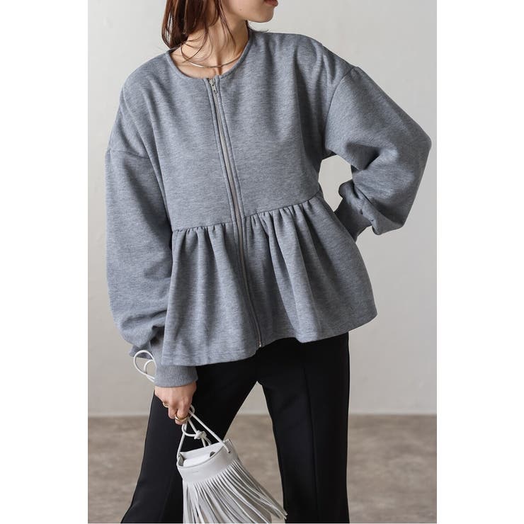 アンチピリング加工裏起毛フロントジップペプラムスウェット 88-004417 | BONJOUR SAGAN | 詳細画像15 