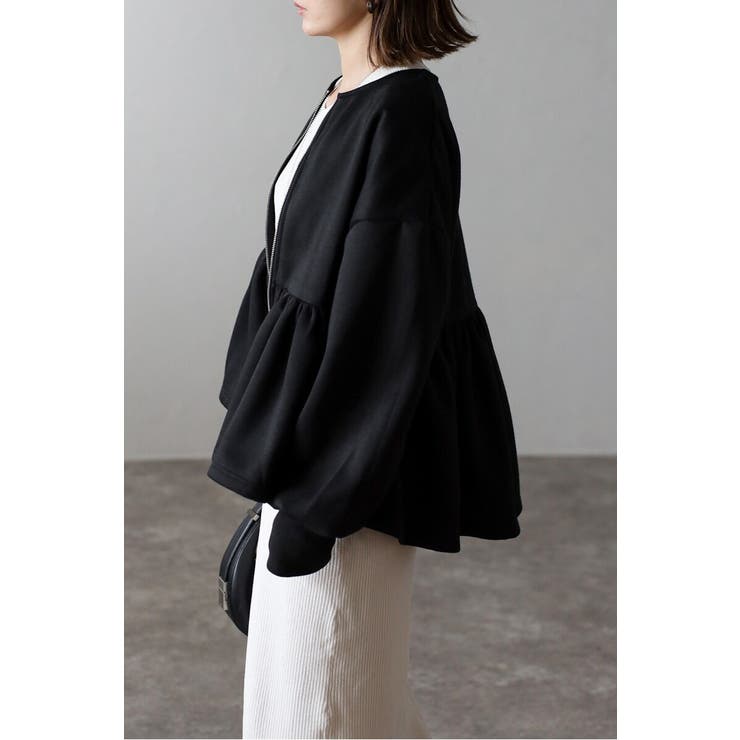 アンチピリング加工裏起毛フロントジップペプラムスウェット 88-004417 | BONJOUR SAGAN | 詳細画像21 