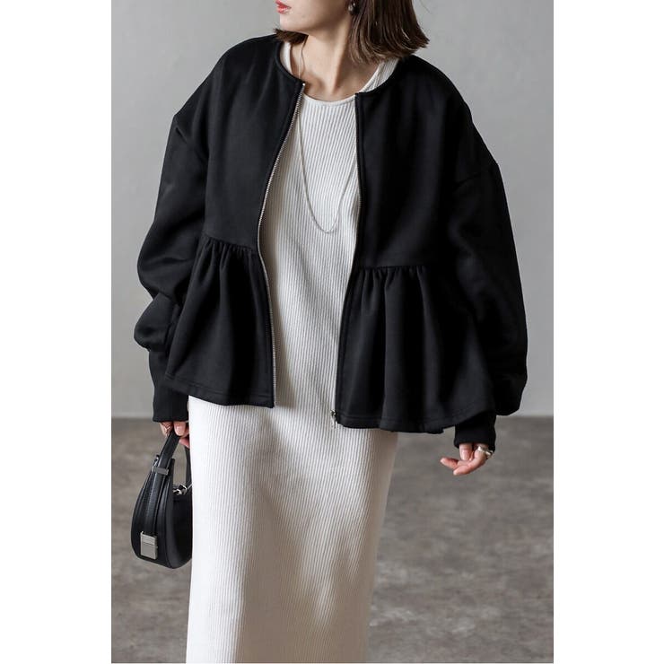 アンチピリング加工裏起毛フロントジップペプラムスウェット 88-004417 | BONJOUR SAGAN | 詳細画像23 