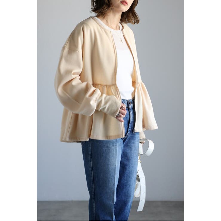 アンチピリング加工裏起毛フロントジップペプラムスウェット 88-004417 | BONJOUR SAGAN | 詳細画像30 