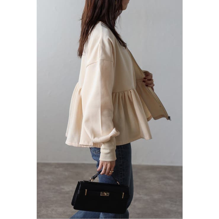 アンチピリング加工裏起毛フロントジップペプラムスウェット 88-004417 | BONJOUR SAGAN | 詳細画像42 