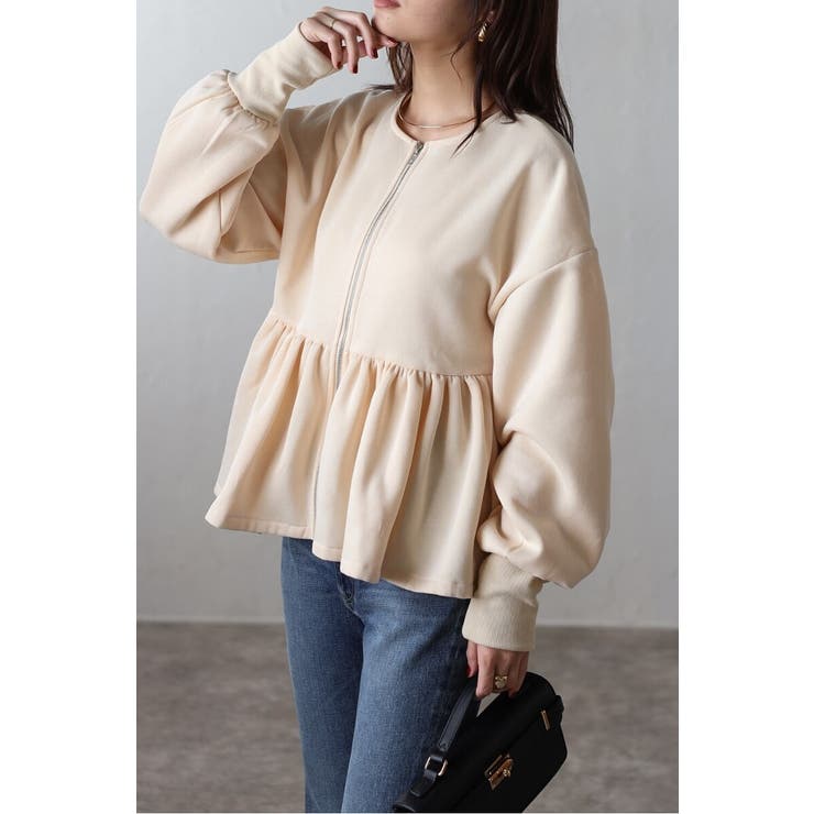 アンチピリング加工裏起毛フロントジップペプラムスウェット 88-004417 | BONJOUR SAGAN | 詳細画像44 