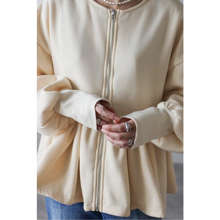 アンチピリング加工裏起毛フロントジップペプラムスウェット 88-004417 | BONJOUR SAGAN | 詳細画像51 