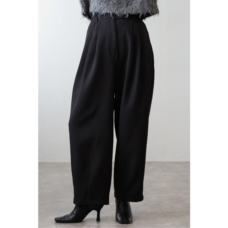 BLACK | トリプルタックワイドバレルパンツ 88-004420 | BONJOUR SAGAN