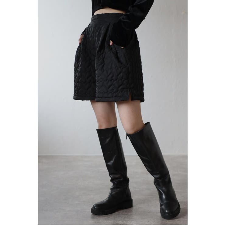 BLACK | heart quilting short | BONJOUR SAGAN