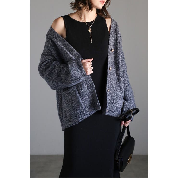 ツイードニットVネックカーディガン 88-004424 | BONJOUR SAGAN | 詳細画像1 