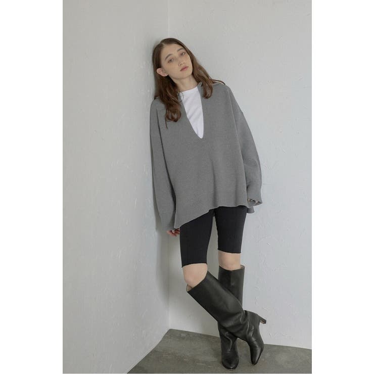 GRAY | 2way collared deep | BONJOUR SAGAN