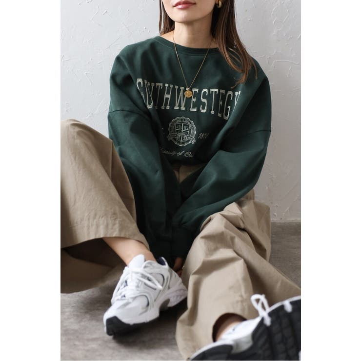 カレッジロゴ刺繍ピグメントスウェット 88-004466[品番：BLEW0009045