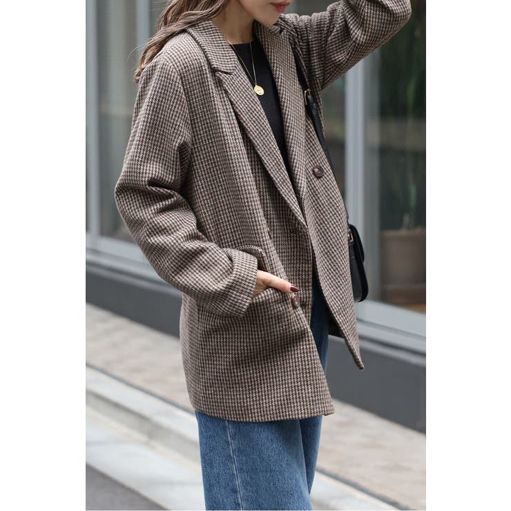 ガンクラブチェックオーバーサイズダブルジャケット 88-004491 | BONJOUR SAGAN | 詳細画像1 