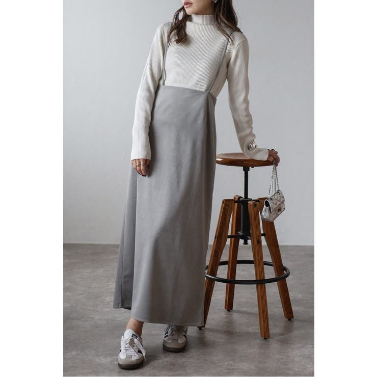 LIGHT-GRAY | サスペンダーベロアスカート 88-004504 | BONJOUR SAGAN