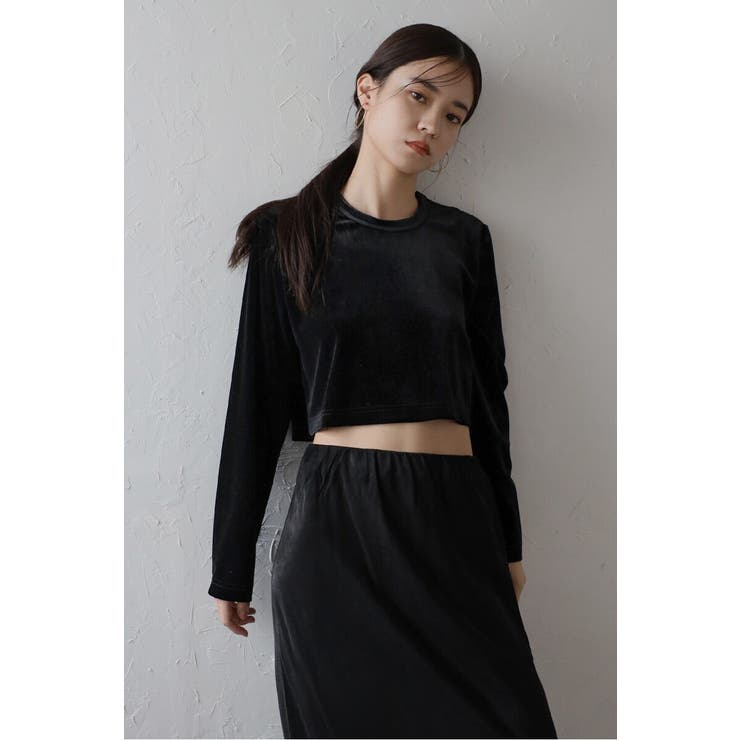 BLACK | velour cropped pullover | BONJOUR SAGAN