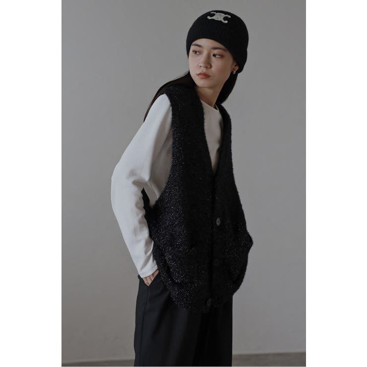 BLACK | glitter shaggy black | BONJOUR SAGAN