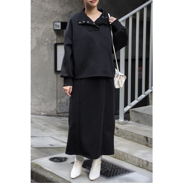 アンチピリング加工裏起毛Vネックジャンスカ 88-004670 | BONJOUR SAGAN | 詳細画像13 