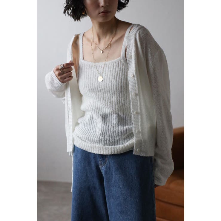 OFF-WHITE | [SET]ミックスニットキャミ×カーディガン 11-003443 | BONJOUR SAGAN