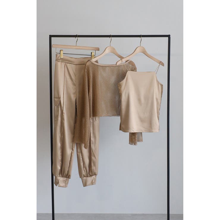 [3点SET]フレアスリーブメッシュトップス×カップ付きサテンキャミソール×裾ス… | BONJOUR SAGAN | 詳細画像16 