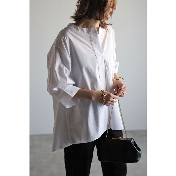 IVORY | ノーカラースキッパーシャツ | BONJOUR SAGAN