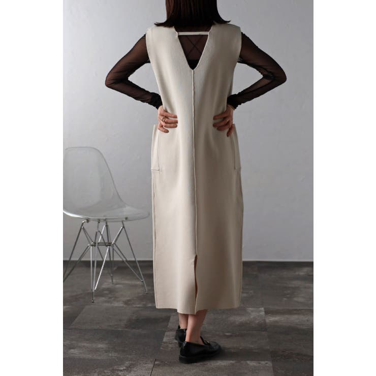 ディープキーネックダンボールニットロングベスト 77-001834 | BONJOUR SAGAN | 詳細画像13 