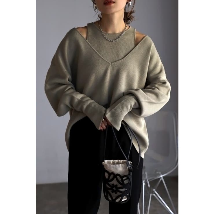 ディープVネックニット×アメスリニットタンク 88 003039 | BONJOUR SAGAN | 詳細画像7 