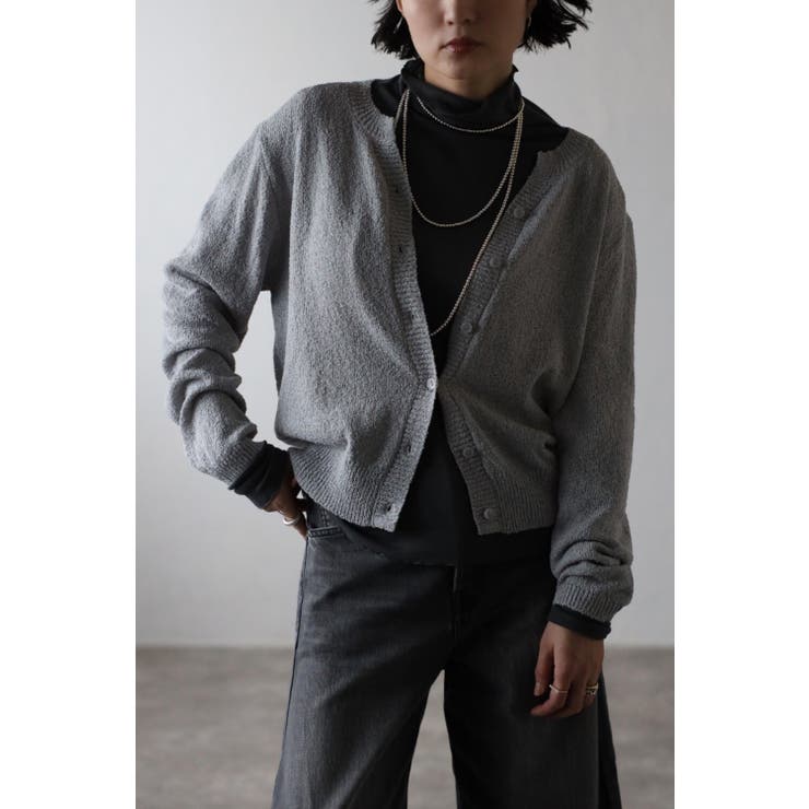 LIGHT-GRAY | ミックスニットカーディガン 77-003339 | BONJOUR SAGAN