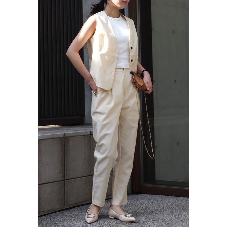 IVORY | リネン混ハンサムベストセットアップ 77-003462 | BONJOUR SAGAN