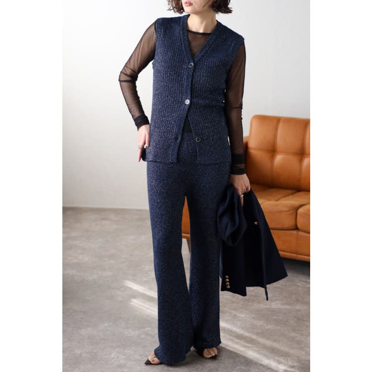 ラメワイドリブVネックベスト 77-003470 | BONJOUR SAGAN | 詳細画像2 