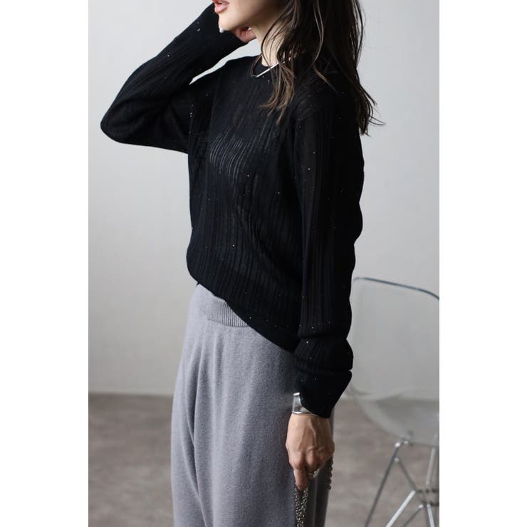 ランダムリブクルーネックニットプルオーバー 77-003486 | BONJOUR SAGAN | 詳細画像2 