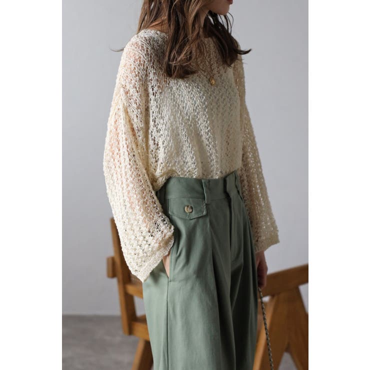 テープヤーン透かし編みショートプルオーバー 77-003496 | BONJOUR SAGAN | 詳細画像8 