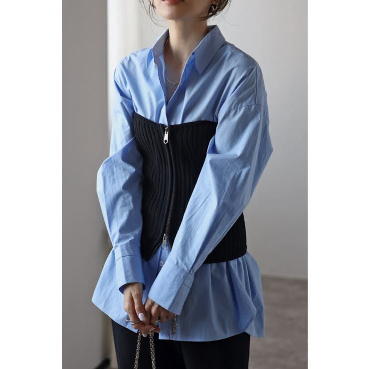 BLACK | ダブルジップニットビスチェ 77-003560 | BONJOUR SAGAN