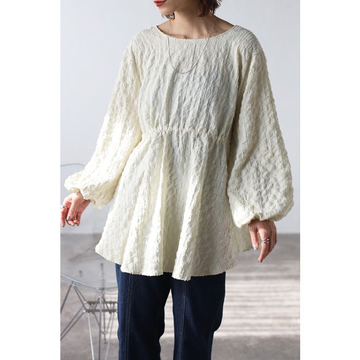 IVORY | 前後2WAYジャガードブラウス 77-003563 | BONJOUR SAGAN