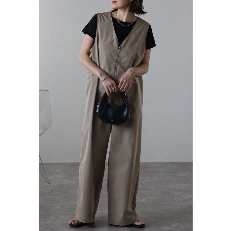 BEIGE | オックスジップサロペット 77-003643 | BONJOUR SAGAN