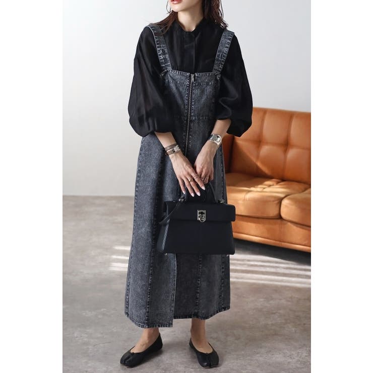 デニムフロントジップキャミワンピース 77-003665[品番：BLEW0008256 