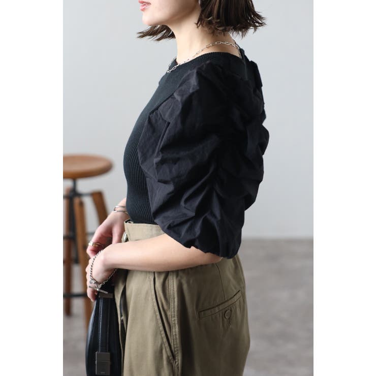 ボリュームスリーブニットコンビトップス 77-003723 | BONJOUR SAGAN | 詳細画像5 