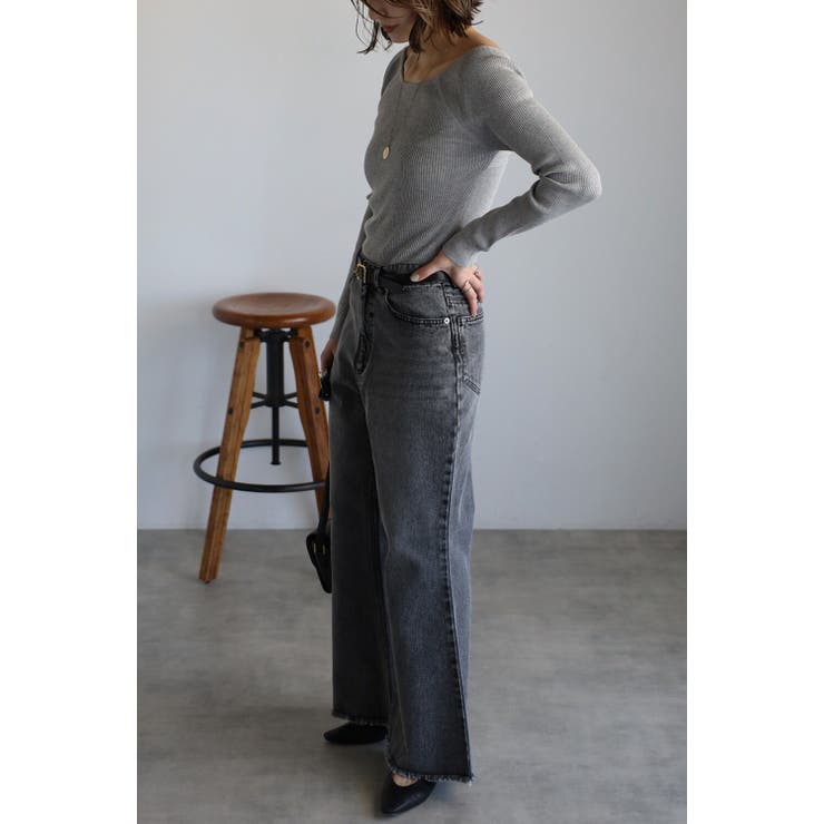 裾フリンジフレアデニムパンツ 77-004516 | BONJOUR SAGAN | 詳細画像7 