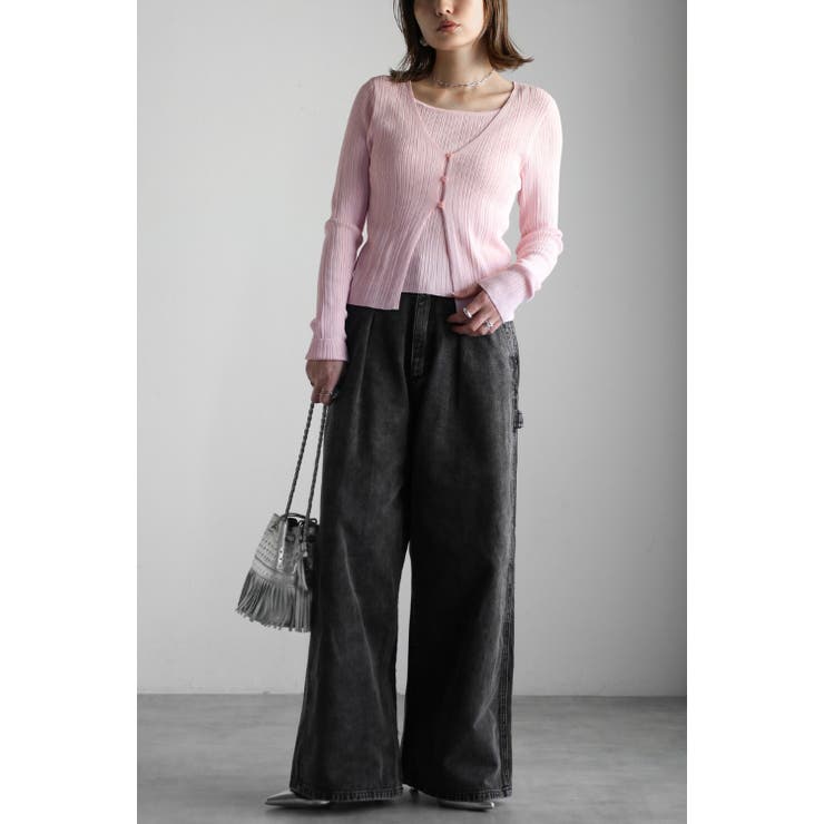 ランダムリブフロントボタンレイヤード風プルオーバー 77-004618 | BONJOUR SAGAN | 詳細画像4 