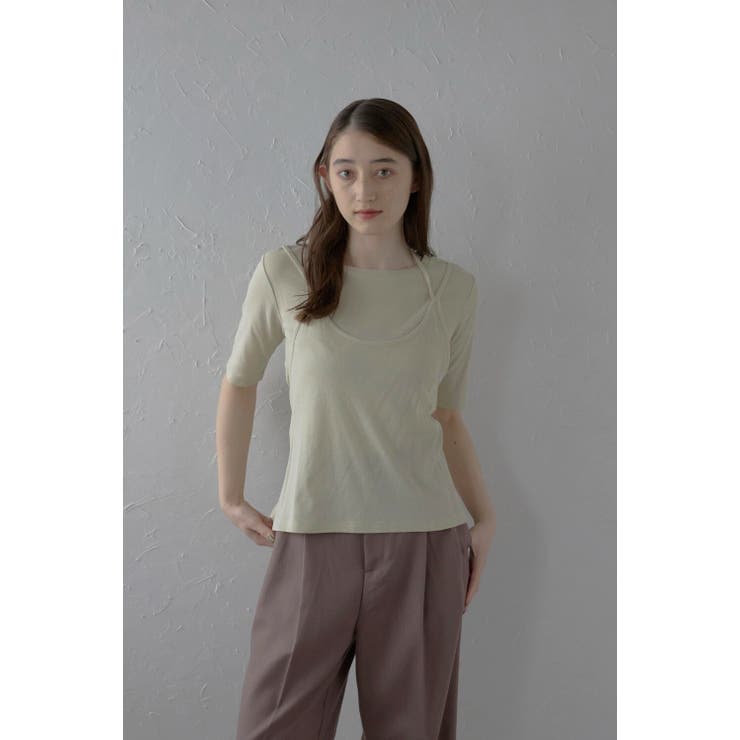 YELLOW-BEIGE | fake layered tops | BONJOUR SAGAN