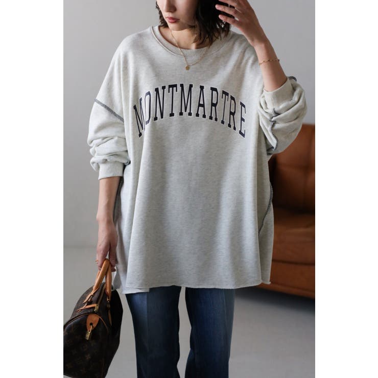 LIGHT-GRAY | ビッグカレッジスウェット | BONJOUR SAGAN