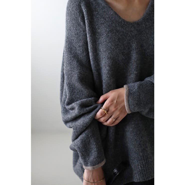 バイカラーコクーンVネックニット 88-002372 | BONJOUR SAGAN | 詳細画像4 