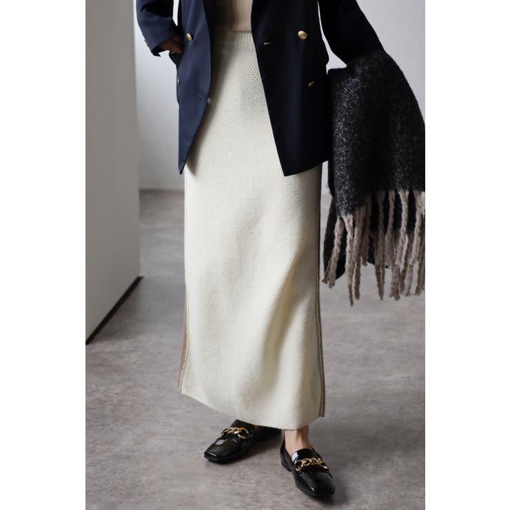 IVORY | アルパカタッチ配色切替スカート 88-002580 | BONJOUR SAGAN