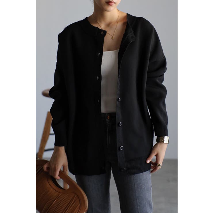 BLACK | 前後2WAYダイバーニットカーディガン 88-002753 | BONJOUR SAGAN