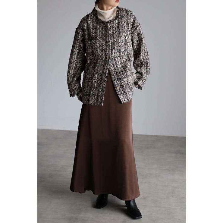 フリンジノーカラーMIXツイードジャケット 88 003347 | BONJOUR SAGAN | 詳細画像10 
