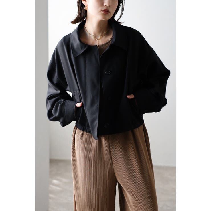 BLACK | ツイルクロップドブルゾン 88-002998 | BONJOUR SAGAN