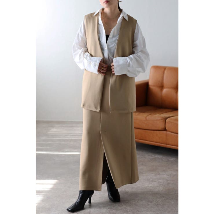 BEIGE | ジレ×Iラインスカート 88-003034 | BONJOUR SAGAN